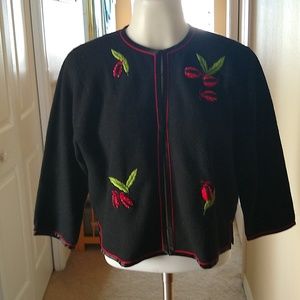 Stephen Chu vintage ladybug knit  cardigan/ jacket M/ L /40 w/ hook closures